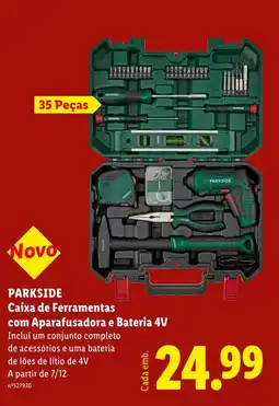 Lidl Parkside Caixa de Ferramentas com Aparafusadora e Bateria 4V promoção