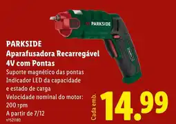 Lidl Parkside Aparafusadora Recarregável 4V com Pontas promoção