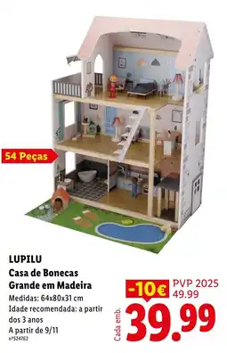 Lidl Lupilu casa de bonecas grande em madeira promoção