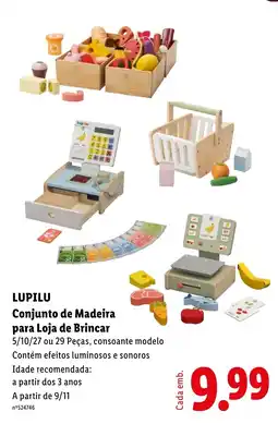 Lidl Lupilu conjunto de madeira para loja de brincar promoção