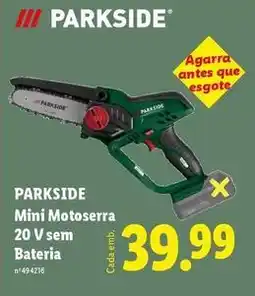 Lidl Parkside - mini motoseria 20 v sem bateria promoção