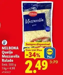 Lidl Milbona - queijo mozzarella ralado promoção
