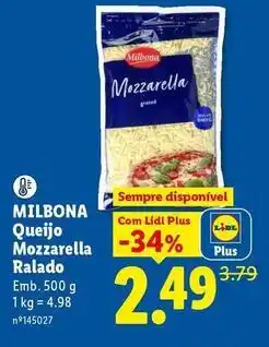Lidl Milbona - queijo mozzarella ralado promoção