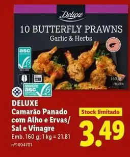 Lidl Deluxe - camarão panado com alho e ervas/ sal e vinagre promoção