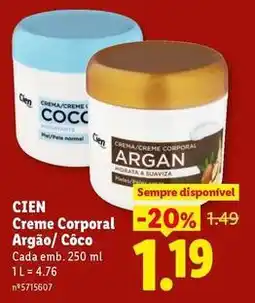 Lidl Cien - creme corporal argao/coco promoção