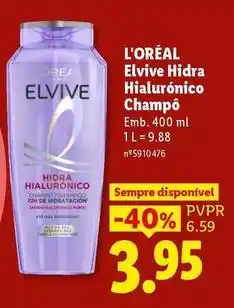 Lidl L'oréal - elvive hidra hialuronico champo promoção