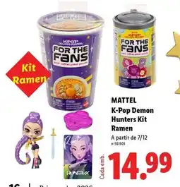 Lidl Mattel - k-pop demon hunters kit ramen promoção