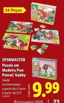 Lidl A+ - puzzle em madeira paw patrol/ gabby promoção