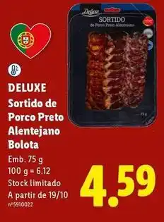 Lidl Deluxe - sortido de porco preto alentejano bolota promoção