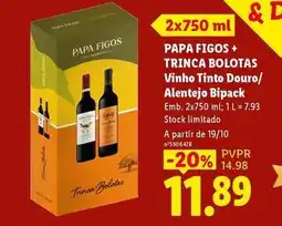 Lidl Trinca bolotas - vinho tinto douro/alentejo bipack promoção