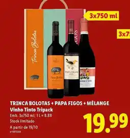 Lidl Trinca bolotas - vinho tinto tripack promoção