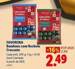 Lidl Favorina - bombons com recheio crocante promoção