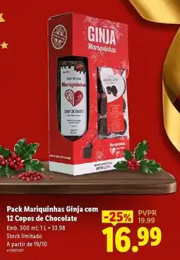Lidl Portugal - pack marquinhas ginja com 12 copos de chocolate promoção