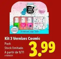 Lidl A+ - kit 3 vernizes cosmic promoção