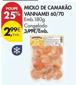 Pingo Doce Miolo de camarao vannamei 60/70 promoção