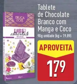 ALDI Delica Dore tablete de chocolate branco com manga e coco promoção