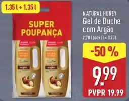 ALDI Natural honey gel de duche com argão promoção