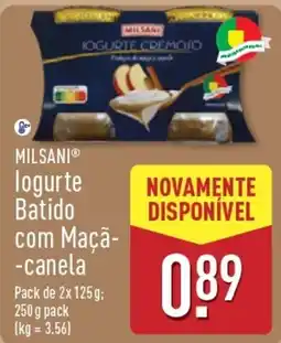 ALDI Milsani logurte batido com maçã-canela promoção