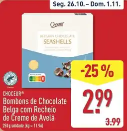 ALDI Choceur bombons de chocolate belga com recheio de creme de avelã promoção