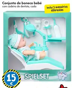 TEDi Conjunto de boneco bebé com cadeira de dentista promoção