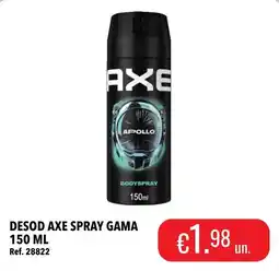 Central Cash Desod axe spray gama promoção