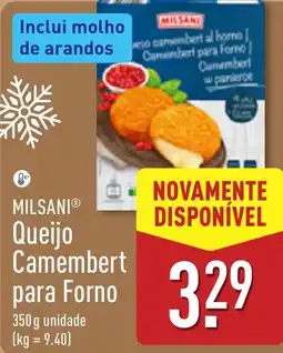 ALDI Milsani queijo camembert para forno promoção