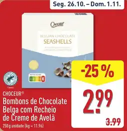 ALDI Choceur bombons de chocolate belga com recheio de creme de avelã promoção