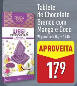 ALDI Delica Dore tablete de chocolate branco com manga e coco promoção