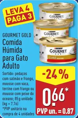 ALDI Gourmet gold comida húmida para gato adulto promoção