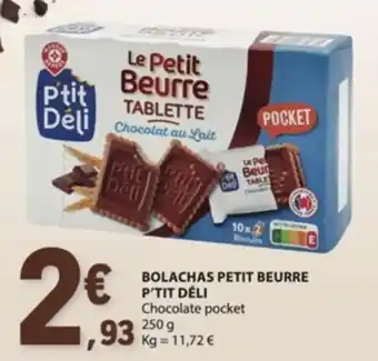 Bolachas petit beurre p'tit déli chocolate pocket