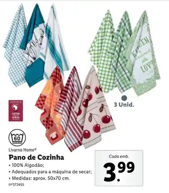 Lidl Livarno Home Pano de Cozinha 50x70cm 3 unid promoção