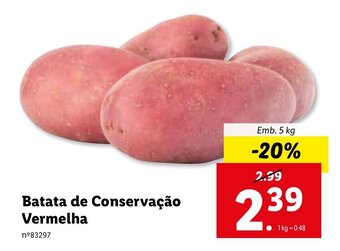 Lidl Batata de Conservação Vermelha 5kg promoção