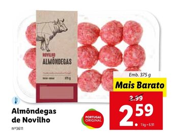 Lidl Almôndegas de Novilho 375g promoção
