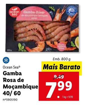 Lidl Ocean Sea Gamba Rosa de Moçambique 40/60 800g promoção