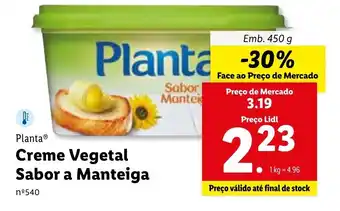 Lidl Planta Creme Vegetal Sabor a Manteiga 450g promoção