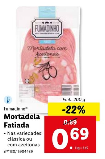 Lidl Fumadinho Mortadela Fatiada 200g promoção