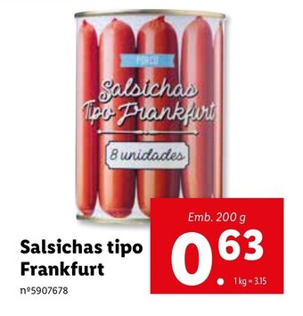 Lidl Salsichas Tipo Frankfurt 200g promoção