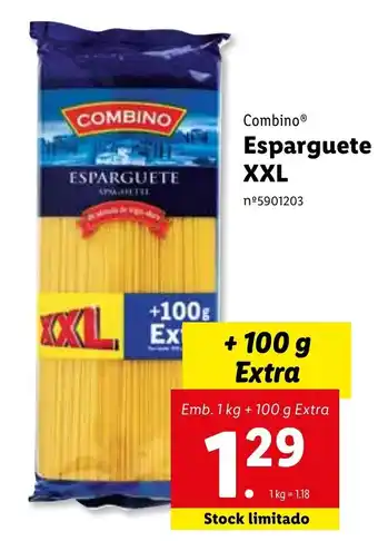 Lidl Combino Esparguete XXL 1kg+100g promoção