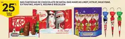 Continente Nas fantasias de chocolate de natal das marcas lindt, kitkat, milkybar, extrafino, m&m's, regina e riegelein promoção