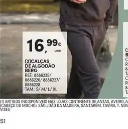 Continente Calças de algodão berg promoção