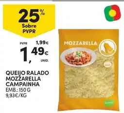 Continente Queijo ralado mozzarella campainha promoção