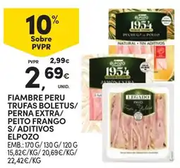 Continente Fiambre peru trufas boletus/ perna extra/ peito frango s/ aditivos elpozo promoção