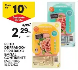 Continente Peito de frango/ perua baixo em sal continente promoção