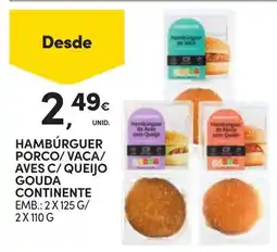 Continente Hambúrguer porco/vaca/aves c/ queijo gouda continente promoção