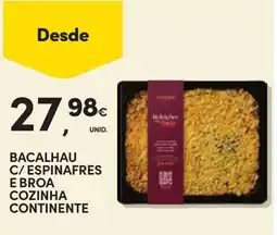 Continente Bacalhau c/ espinafres e broa cozinha continente promoção