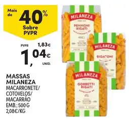 Continente massas milaneza macarronete/cotovelos/macarrão promoção
