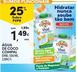 Continente Água de coco compal promoção