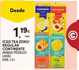 Continente Iced Tea Zero/Regular Continente Manga/Pêssego/Limão promoção