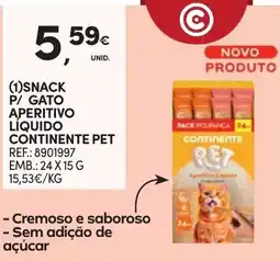 Continente Snack p/ gato aperitivo líquido continente pet promoção