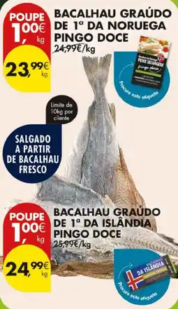 Pingo Doce Bacalhau graúdo de 1ª da noruega pingo doce promoção